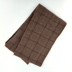 Saks Fifth Avenue 100% Cashmere Plaid Stripe Scarf Brown Tan